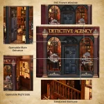 Book Nook Kit Detective Agency DIY 3D Wooden Puzzle Bookshelf Insert Dollhouse Model Bookend Building Home Decoration Gifts - Image 4