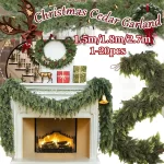 5/6/9ft Christmas Pine Garlands Real Touch Cedar Garland Xmas Indoor Fireplace Home Decor Artificial Plants Hanging Adorn Wreath - Image 2