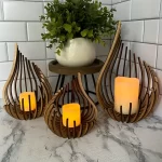 3pcs Handmade Wood Candle Holder Set Natural Curved Twisted Branches Table Centerpiece Lotus Candle Holder Rustic Elegant Decor - Image 5
