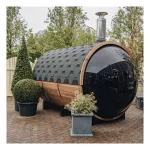 Fas Sauna Solid Wood Garden Panoramic Barrel Outdoor Sauna with Wood Stove