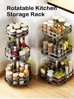 Rotatable Kitchen Storage Rack kitchen Accessories Spice Storage Rack Clean Storage 360 Degrees Rotatable Organizer Turntable - Image 6