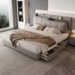 Bedroom Storage Bed Modern Corium Wedding Luxury Bed Corium Double Recamaras Matrimoniales Completas Muebles Home Furniture - Image 3