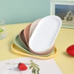 4Pcs Plastic Coffee Tray, Oval Food Serving Plate with Smooth Surface for Household Dessert Anti-fall Tray Afternoon Tea - Image 3