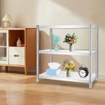 3-Tier Stainless Steel Work Table 80*40*80cm Large-Capacity Kitchen Storage Rack for Kitchen Garage school, Height Adjustable - Image 2