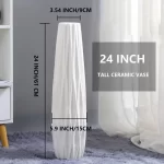White Tall Floor Vase, 24" Ceramic Large Vase, Decorative Flower Vases - Image 4