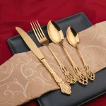 24pcs Cutlery Set Gold Dinnerware Stainless Steel Royal Spoon Forks Knives Kitchen Western Dinner Silverware Tableware Gift - Image 2