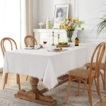 Cotton Green Easter Pure Color Tassels Cotton Tablecloth Washed  Christmas Table Cover for Home Party Dining table Decora - Image 8