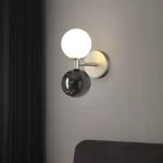 Modern Silver Metal Wall Sconce with Black Natural Marble and White Glass Globe G9 Wall Light for Bedroom Living Room Decor Lamp - Image 4