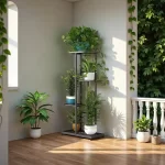 4-Tier Metal Plant Stand for Indoor Outdoor Use, Corner Shelf for Garden Balcony Living Room Patio - Image 4