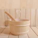 4L Wooden Sauna Bath Bucket Set With Spoon Set for Sauna Bath Shower Wooden Bucket Spa Steam Water Accessories for Bathroom
