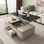 Modern Marble Folding Coffee Table With Storage For Living Room, Table Basse Furniture For Terrace And Lounge Side Table Möbel - Image 2