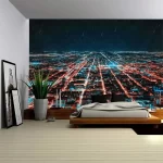 Night city landscape tapestry, hippie wall hanging, dreamy home wall decoration, bedroom room party decoration, background cloth - Image 4