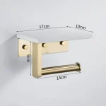 White Marble Bathroom Tissue Holder Wall Mounted Roll Holder Phone Holder 304 Stainless Steel Brushed Gold Bathroom Storage Rack - Image 4