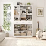 75" Tall Book Shelf and Bookcase, 47" Wide Bookshelf with Drawers, Modern 9 Tier Bookcase with Storage, Large Wood, Customized