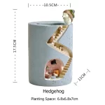 Creative Hedgehog Planter, Resin Flower Pots for Succulents Air Plants Garden Pots Decorative Figurines for Home Tabletop Decor - Image 7