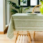 White Hollow-Carved Jacquard Weave Tablecloth,Rectangle Dust-Proof Table Cover,For Kitchen Dinner Party Tabletop Decoration - Image 7