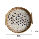Rattan Tray Plates Afternoon Tea Tray for Serving Food Trays to Serve Food Plate Snack Dish Dessert Fruit Dry Sweets Cake Home - Image 30