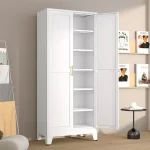 Metal Pantry Cabinet with 2 Doors and 5 Adjustable Shelves, 75" Kitchen Storage cabinets with Gold Handles, Versatile Storag - Image 8