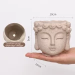 Buddha Head Statue Small Plant Pot Resin Succulent Planter Garden Pots Ornamental Figurines for Home Office Tabletop Decoration - Image 2