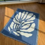 Casual Throw Blankets With Tassels Carpet Sofa Leisure Carpet Tapestry Sofa Blanket Wall Hanging Room Decoration Blue Carpet - Image 3