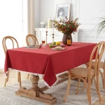 Cotton Green Easter Pure Color Tassels Cotton Tablecloth Washed  Christmas Table Cover for Home Party Dining table Decora - Image 10