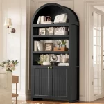 81-inch tall arched cabinet, bookcase with storage space, six-tiered bookshelf in a medieval-modern style, Customizable