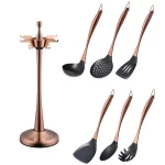 Gold Cooking Tool Set Silicone Head Kitchenware Stainless Steel Handle Soup Ladle Colander Set Turner Serving Spoon Kitchen Tool - Image 24