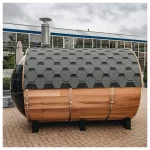 Fas Sauna Solid Wood Garden Panoramic Barrel Outdoor Sauna with Wood Stove - Image 2
