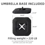 9x9 FT Outdoor Cantilever Patio Umbrella with Base Included and Solar LED Lights, Large Heavy Duty 2-Tier Square, Customized - Image 2