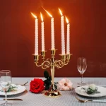 3/5 Arms Metal Candelabra Candlestick Stand Vintage Golden Candle Holder for 2025 Christmas Wedding Event Party Table Decoration - Image 6
