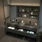 Bathroom Storage Furniture For Home Locker 120-180 cm Luxury Washbasin Slate Integrated Vanity Seamless Washbasin Drawers - Image 2