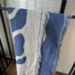 Casual Throw Blankets With Tassels Carpet Sofa Leisure Carpet Tapestry Sofa Blanket Wall Hanging Room Decoration Blue Carpet - Image 6