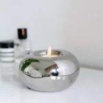 Ceramics Candle Holder Circular Silvery Candlestick Home Desktop Modern Simplicity Decor DIY Office Supplies Aromatherapy Gifts - Image 2