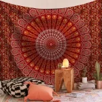 Indian Mandala Wall Hanging Tapestry Psychedelic Bohemian Home Decoration Aesthetic Living Room Background Cloth Beach Yoga Mat