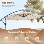 10ft Solar Patio Umbrella with Base Included, Offset Cantilever Outdoor Umbrella with 32 LED Lights, Infinite Tilt,  Customized - Image 5