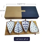Japanese Ceramic Appetizer Serving Plates Set Hand-painted Underglaze Leaf Design Sauce Dishes for Sushi Salads and Condiments - Image 8