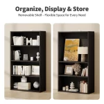 JHK 3-4 Tier Wooden Shelf Bookcase Tall Floor Standing Open Bookshelf for Living Room and Home Office Personalized Storage - Image 4