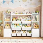 55''Large Toy Storage Organizer with 8 Toy Bins, Toy Organizers and Storage with Shelf and 6 Storage Cubbies, Bookshelf - Image 2