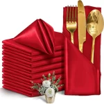 50pcs 30x30cm Rose Gold Small Satin Table Napkins Placemats Silk Dinner Cloth Napkins For Party Hotel Wedding Table Decoration - Image 14