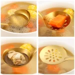 1Pcs Gold Stainless Steel Long Soup Spoon Cooking Utensils Kitchenware Skimmer Colander Frying Spatula Kitchen Accessories - Image 4