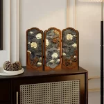 Tabletop screen painting antique living room folding edge cabinet decoration decoration Creative peony gift gift - Image 3