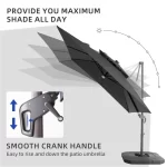 9x9 FT Outdoor Cantilever Patio Umbrella with Base Included and Solar LED Lights, Large Heavy Duty 2-Tier Square, Customized - Image 6