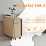 Folding Dining Table with 2 Drawers and 4 Wheels for Living Room,Kitchen, Farmhouse, Space Saving Table - Image 5