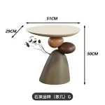 Corner Coffee Table,Modern Minimalist Round Accent Table with Unique Balance Design,Space-Saving Resin End Table for Living Room - Image 10