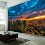 Night city landscape tapestry, hippie wall hanging, dreamy home wall decoration, bedroom room party decoration, background cloth - Image 5