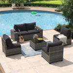 Aoxun 6/7/8/11 Piece Patio Furniture Set Wicker Rattan Outdoor Sectional Sofa Set with Coffee Table - Image 15