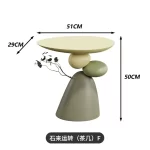 Corner Coffee Table,Modern Minimalist Round Accent Table with Unique Balance Design,Space-Saving Resin End Table for Living Room - Image 11
