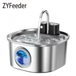 3.2L/108oz Wireless Charging Sensor Cat Water Feeder Stainless Steel Cat Dog Water Fountain Silent Water Level Window No Plug