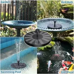 New 1W/1.5W Outdoor Solar Fountain Water Pump Bird Bath Fountain with 6 Nozzles Suitable for Courtyard Garden Pools - Image 2
