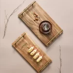 Kitchen Tray for Serving Food Trays for Desserts Dessert Tray With Handles Wooden Serve Storage Coffee Fruit Snack Drink Sweets - Image 3